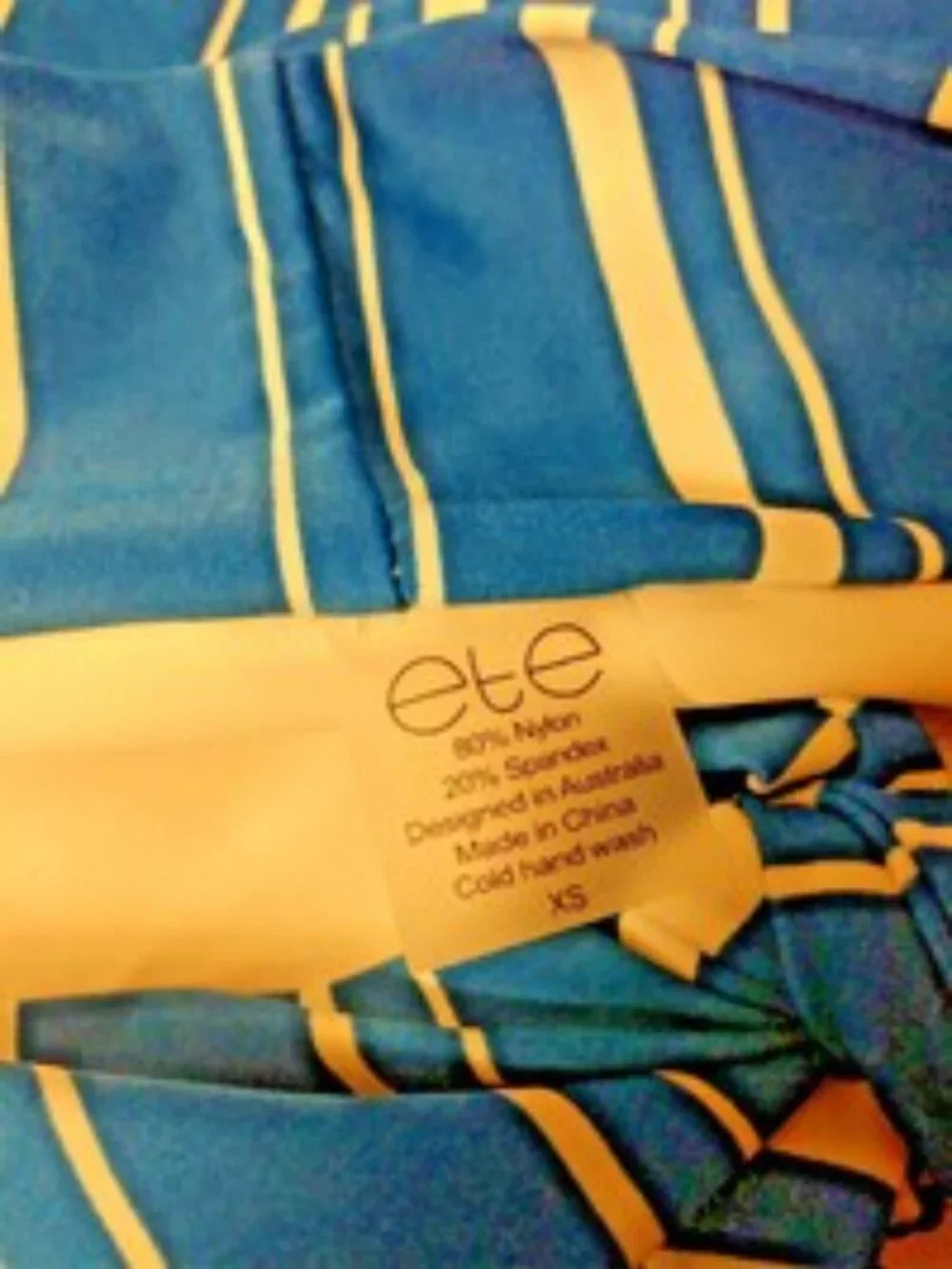 ETE Santorini Off-Shoulder One-Piece Striped Bathing Swim Suit XS $107 NWOT New